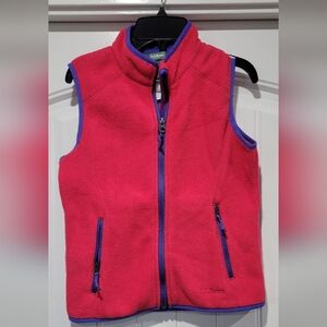 L.L. Bean Girl's Pink Fleece Vest with Purple Accents